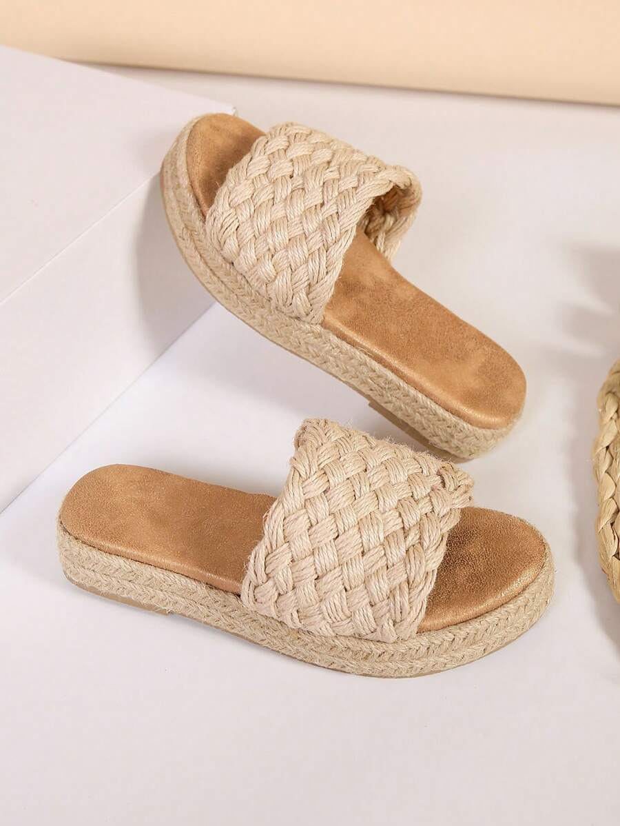 Niños Zapatillas con diseño trenzado de alpargata vacación para exterior - Beis - Ver 1
