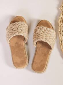 Niños Zapatillas con diseño trenzado de alpargata vacación para exterior - Beis - Ver 2