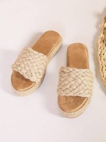 Niños Zapatillas con diseño trenzado de alpargata vacación para exterior - Beis - Ver 3