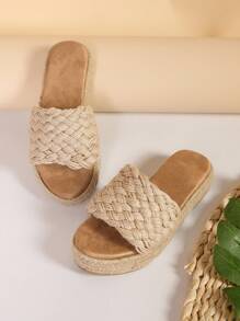 Niños Zapatillas con diseño trenzado de alpargata vacación para exterior - Beis - Ver 4