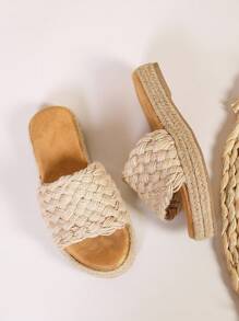Niños Zapatillas con diseño trenzado de alpargata vacación para exterior - Beis - Ver 6