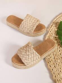 Niños Zapatillas con diseño trenzado de alpargata vacación para exterior - Beis - Ver 7