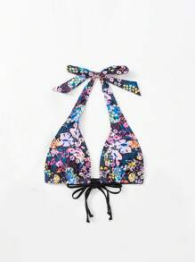 Top bikini halter con estampado floral - Multicolor - Ver 3