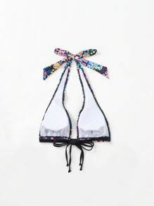 Top bikini halter con estampado floral - Multicolor - Ver 4