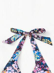 Top bikini halter con estampado floral - Multicolor - Ver 6