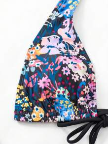 Top bikini halter con estampado floral - Multicolor - Ver 8
