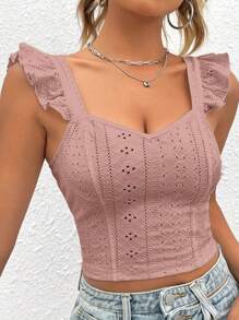 Soleia Ruffle Trim Schiffy Top - Dusty Pink - View 1