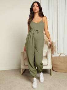 SHEIN 孕婦腰部抽繩吊帶連體褲