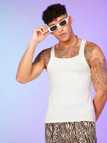 FeverCity Men Solid Tank Top - White - View 1