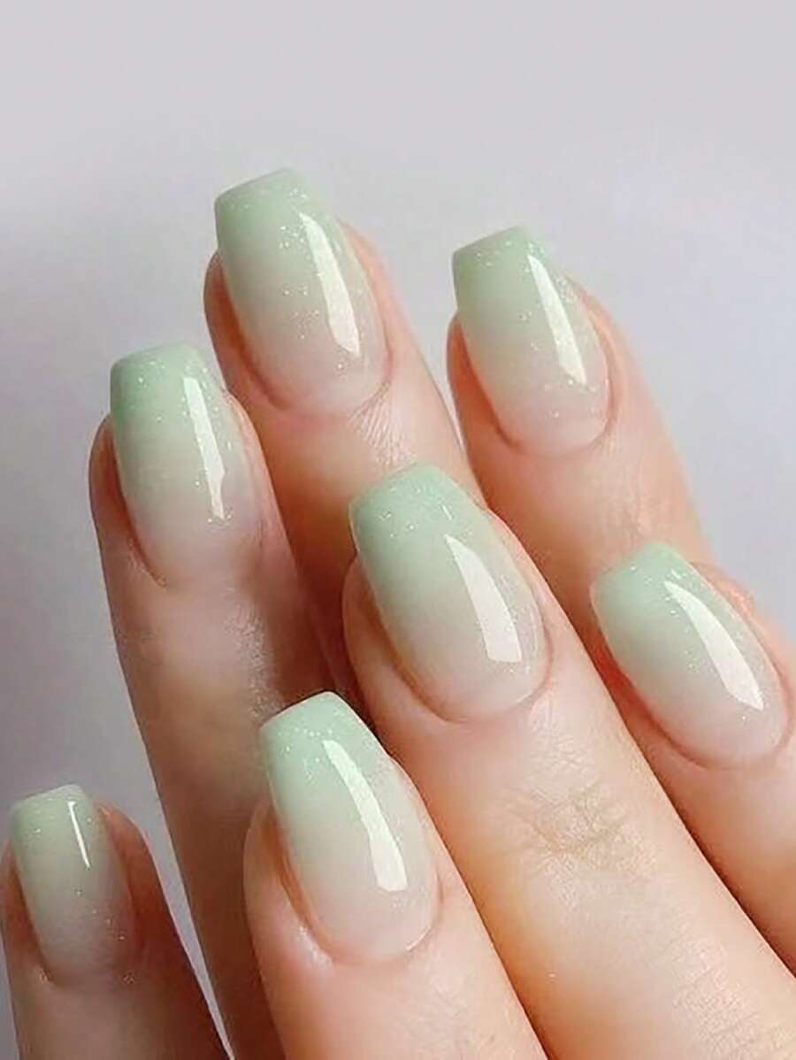 Elevate Your Style With 24pcs Short Coffin Ombre Glitter Full Cover Fake Nail Set - Multicolor - View 1