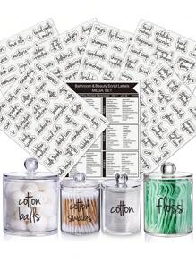 187入組浴室標籤適用於容器組織貼紙 - 黑色 - 查看 1