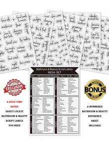 187入組浴室標籤適用於容器組織貼紙 - 黑色 - 查看 5