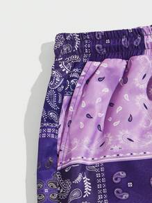 Manfinity VCAY Quần Short Nam Dây kéo Túi Paisley Chắp vá Boho - Nhiều màu - Xem 4