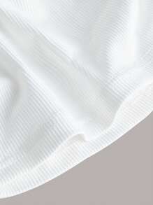 SHEIN EZwear Top crop de un hombro fruncido lateral - Blanco - Ver 3