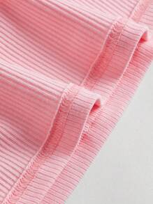 SHEIN MOD 蕾絲拼接前繫帶抹胸上衣 - 淺粉色 - 查看 3