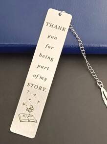 1入組標語壓花不銹鋼書籤簡單多用途讀書書籤禮物 - 銀色 - 查看 1