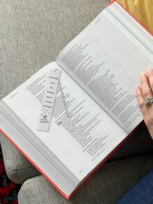 1入組標語壓花不銹鋼書籤簡單多用途讀書書籤禮物 - 銀色 - 查看 4