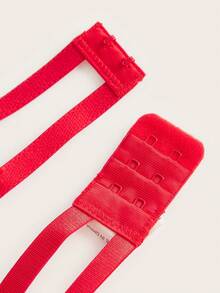 蝴蝶貼花鋼圈吊帶襪內衣套裝 - 紅色 - 查看 6