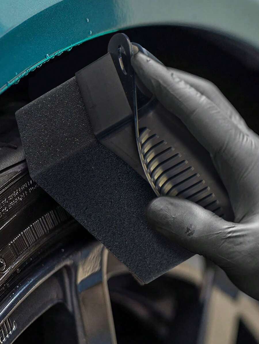 1pc Car Tire Cleaning Sponge - Black - View 1