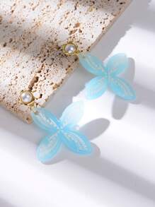 1 Đôi Thời Trang Ngọc Trai Giả Trang Trí Hình Học Bông Tai Giọt Dành Cho Nữ Trang Trí Hàng Ngày - Màu xanh nhạt - Xem 3