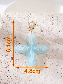 1 Đôi Thời Trang Ngọc Trai Giả Trang Trí Hình Học Bông Tai Giọt Dành Cho Nữ Trang Trí Hàng Ngày - Màu xanh nhạt - Xem 4