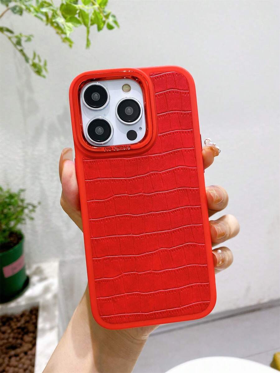 Ốp điện thoại PU họa tiết cá sấu - Đỏ - Xem 1