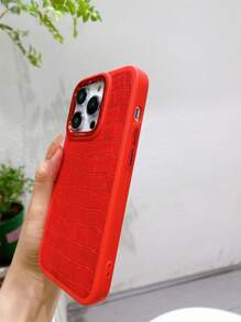 Ốp điện thoại PU họa tiết cá sấu - Đỏ - Xem 3