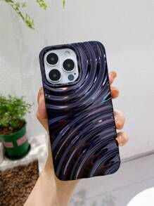 波紋圖案電鍍手機殼 - 黑色 - 查看 1