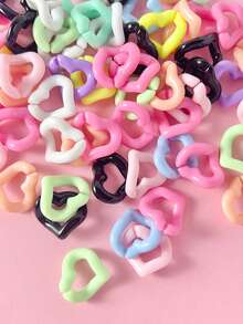 50pcs/set Random Color Fashionable Heart Design Chain Link For Women For DIY Jewelry Making - Multicolor - View 2