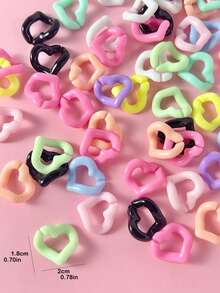 50pcs/set Random Color Fashionable Heart Design Chain Link For Women For DIY Jewelry Making - Multicolor - View 3