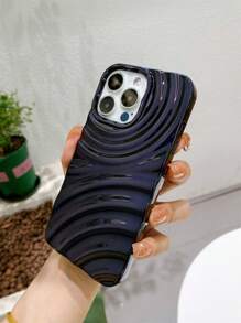 波紋圖案電鍍手機殼 - 黑色 - 查看 3