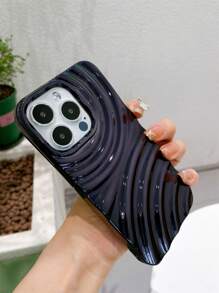 波紋圖案電鍍手機殼 - 黑色 - 查看 5