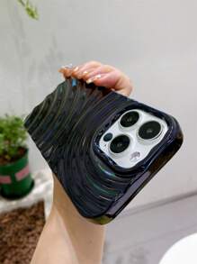 波紋圖案電鍍手機殼 - 黑色 - 查看 7