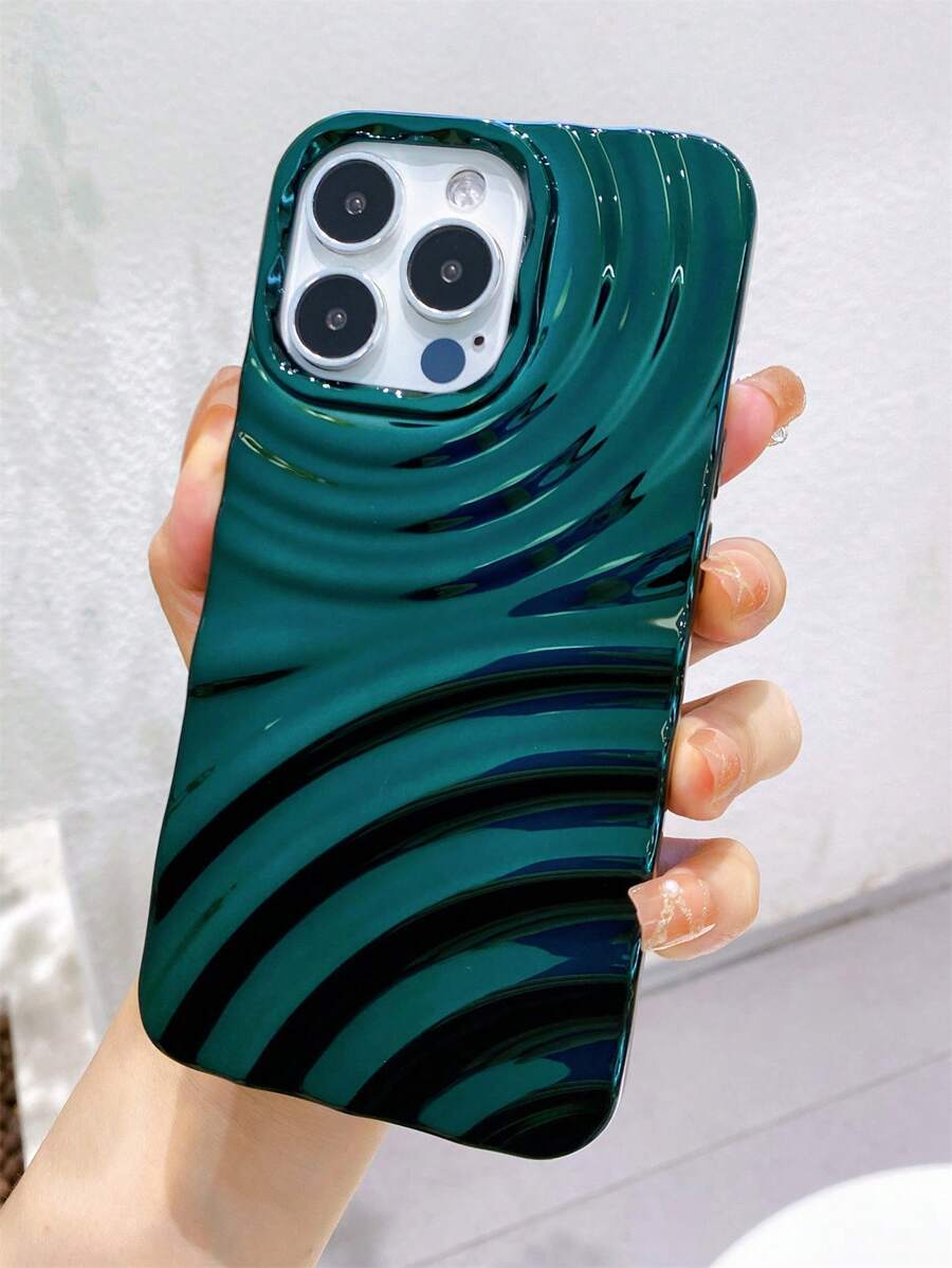 波紋圖案電鍍手機殼 - 墨綠色 - 查看 1