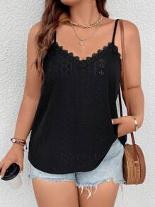 Breezaya Plus Eyelet Embroidery Cami Top - Black - View 5