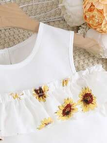 SHEIN Bộ hai mảnh Gái Thắt lưng Xù Hoa Boho - Nhiều màu - Xem 4