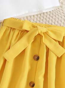 SHEIN Bộ hai mảnh Gái Thắt lưng Xù Hoa Boho - Nhiều màu - Xem 5