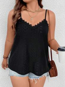 Breezaya Plus Eyelet Embroidery Cami Top - Black - View 7