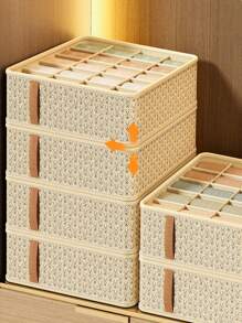 1 pieza Caja de almacenamiento de ropa interior con rejilla múltiple, decoración, decoración de festival, decoración de habitación, decoración del hogar, decoración de dormitorio, organizador, almacenamiento del hogar, para camisetas blancas de mujer, pantalones negros de mujer, ropa de invierno de señora, vestidos, ropa de invierno para señoras, vestidos elegantes de mujer, blusas blancas para señoras, manga larga, mono blanco para mujer, vestidos de primavera para mujer, atuendos de primavera para mujer, primavera, ropa de primavera, minimalista, almacenamiento de blusas de verano