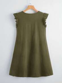 SHEIN Clasi Đầm Xù màu trơn Giải trí - xanh quân đội - Xem 2