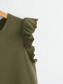 SHEIN Clasi Đầm Xù màu trơn Giải trí - xanh quân đội - Xem 4