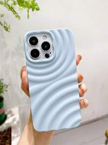 1 szt. Przyjemne w dotyku, jasnoniebieskie etui na telefon z teksturą falującą, kompatybilne z iPhonem, odporne na upadek/pot/odciski palców/odporne na zużycie/nie blaknące