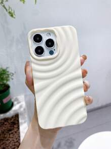 1pc Skin Touch Light Blue Ripple Pattern Phone Case, Drop Resistance, Sweat Resistance, Fingerprint Resistance, Wear Resistance, No Color Fading, Compatible With Iphone - White - View 1