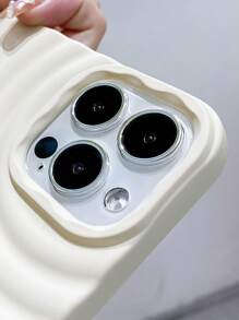 1pc Skin Touch Light Blue Ripple Pattern Phone Case, Drop Resistance, Sweat Resistance, Fingerprint Resistance, Wear Resistance, No Color Fading, Compatible With Iphone - White - View 4