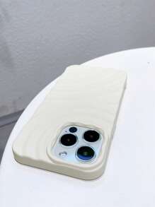 1pc Skin Touch Light Blue Ripple Pattern Phone Case, Drop Resistance, Sweat Resistance, Fingerprint Resistance, Wear Resistance, No Color Fading, Compatible With Iphone - White - View 6