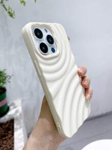 1pc Skin Touch Light Blue Ripple Pattern Phone Case, Drop Resistance, Sweat Resistance, Fingerprint Resistance, Wear Resistance, No Color Fading, Compatible With Iphone - White - View 7
