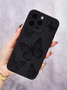 Butterfly Print Phone Case - Black - View 2