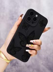 Butterfly Print Phone Case - Black - View 4