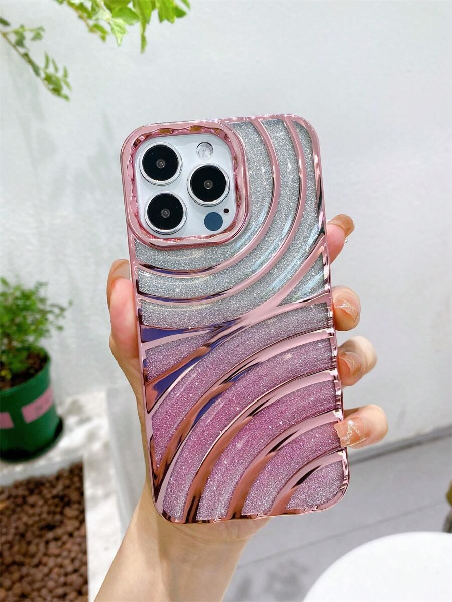 波紋設計電鍍手機殼 - 玫瑰金 - 查看 1