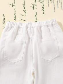Girls Slant Pocket Straight Leg Jeans - White - View 4